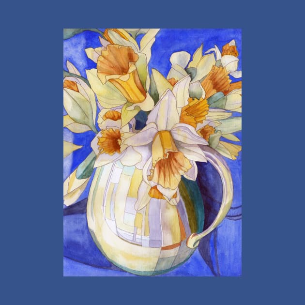 Daffodils in a Yellow Vase watercolour painting by esvb