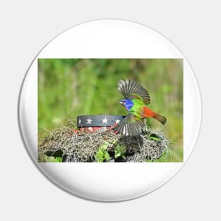 Painted Bunting Bird in Flight Pin