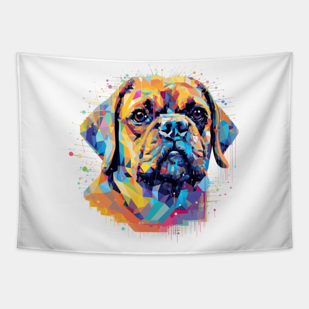 Pug Dog Pet World Animal Lover Furry Friend Abstract Tapestry by Cubebox