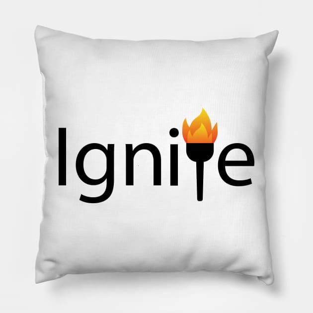 Ignite artistic typography design Pillow by DinaShalash