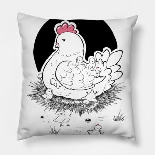 Hen with nestlings Pillow