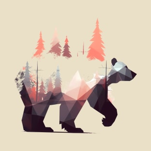 Bear double exposure forest T-Shirt