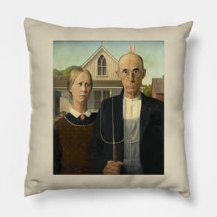 American Gothic with Bunny Ears Pillow