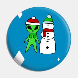 Happy Birthday - Alien and Snowman Pin