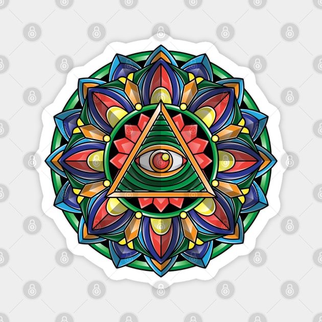 Mandala Indian triangle eye Magnet by Mako Design 