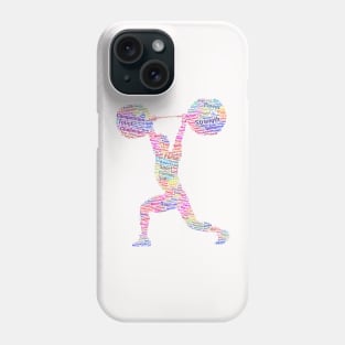 Weightlifting Strong Silhouette Shape Text Word Cloud Phone Case