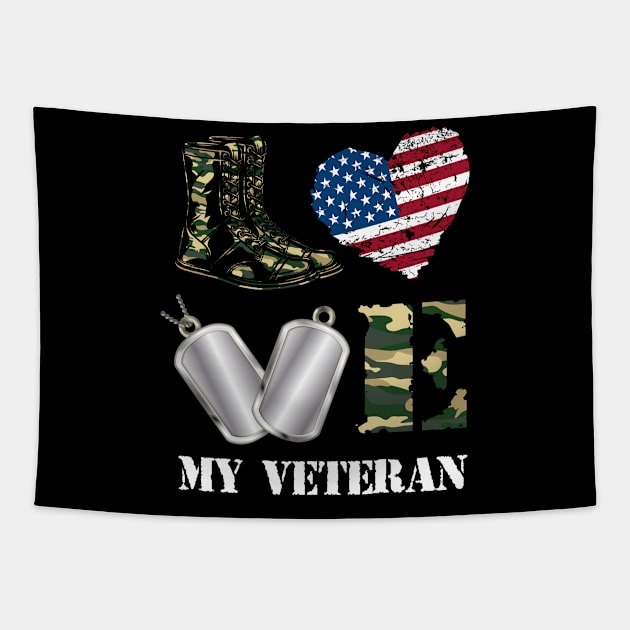 I Love My Veteran Tapestry by teesinc