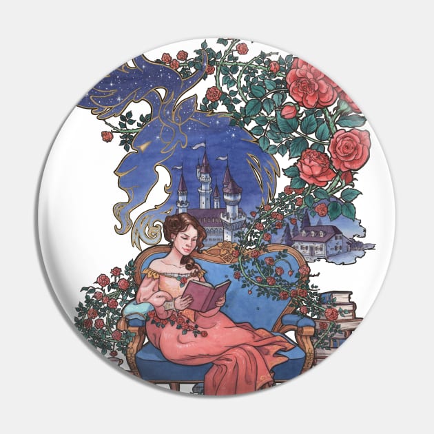 Mili Fay’s Every Girl Is A Princess: Beauty and the Beast Pin by Mili Fay Art