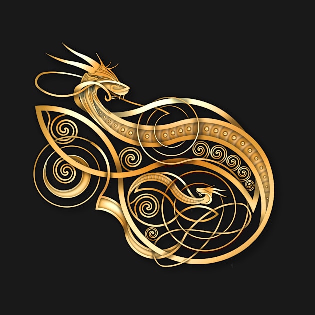 Gold Norse Dragon by NaumaddicArts