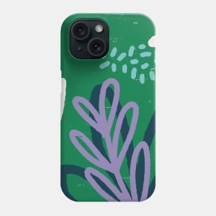 Abstract Botanical Green and Navy Print Phone Case