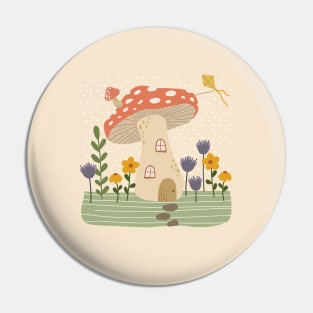 Cute Fairy Mushroom House Pin