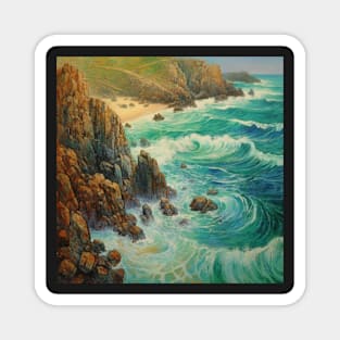 Rough Sea at Porthcurno, Cornwall Magnet