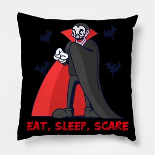 Bat Vintage Sunset Retro Halloween Design Pillow