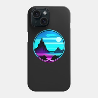 Neon alien mountains cyberpunk sticker Phone Case
