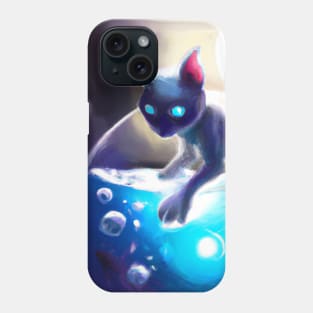 Magical Cat Harnesses the Glowing Power of a Mystical Fish Bowl Phone Case