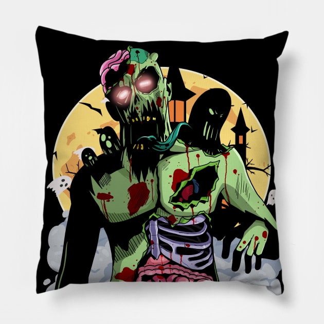 Scary Zombie Halloween Pillow by Noseking