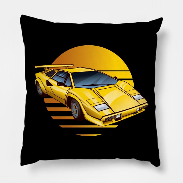 Yellow Lamborghini Countach Pillow by MiTs