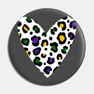 Leopard Mardi Gras Heart Pin