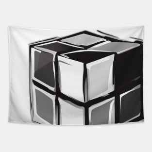 Rubic Cube Grey Shadow Silhouette Anime Style Collection No. 390 Tapestry