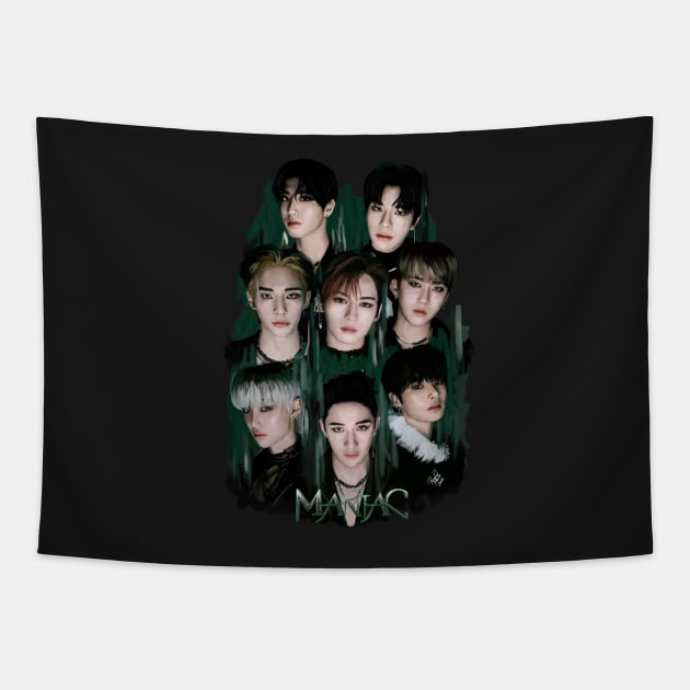 Stray Kids Maniac Illustration fanart Tapestry by RetroAttic