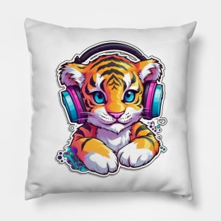Pawsome Beats: The DJ Tiger Cub Pillow