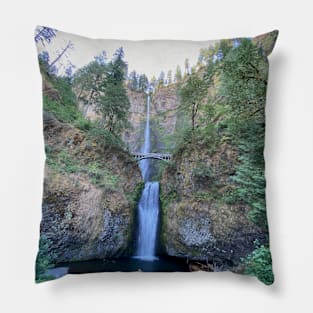 Waterfall and a Bridge Pillow