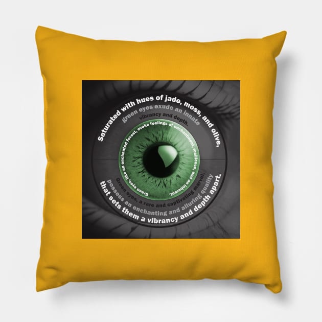 Green Eyes Poem Pillow by VoluteVisuals