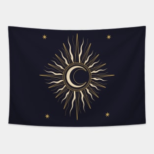 Golden Moon and Sun Astrology Tapestry