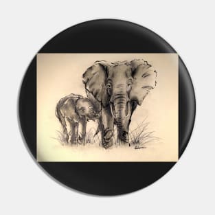 Always Here for You - Elephant ink wash painting on watercolor paper Pin