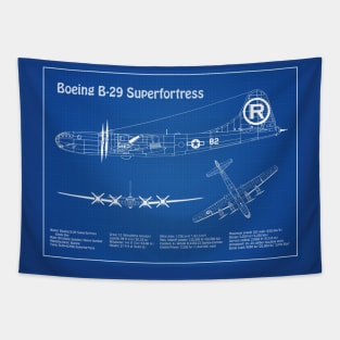 Boeing B-29 Superfortress Enola Gay - Airplane Blueprint - AD Tapestry