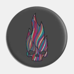 Halloween Flaming Skull Retro Pattern Pin