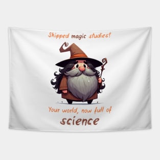 Cute Wizard Magic vs Science Tapestry