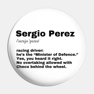 Checo Perez, Ministry of defence F1 T-shirt, Formula 1, dictionary definition Pin