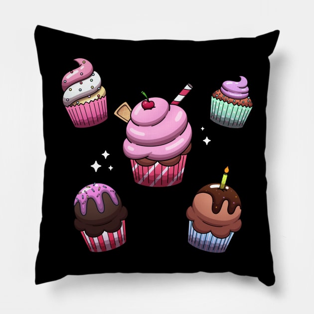 Cute Cupcakes Pillow by TheMaskedTooner