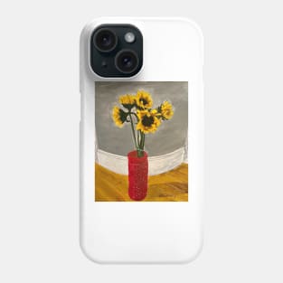 Sunflowers in Red Vase Phone Case