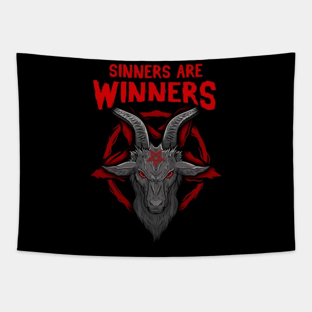 Sinners are Winners - Satanic Goat T-Shirt Tapestry by biNutz