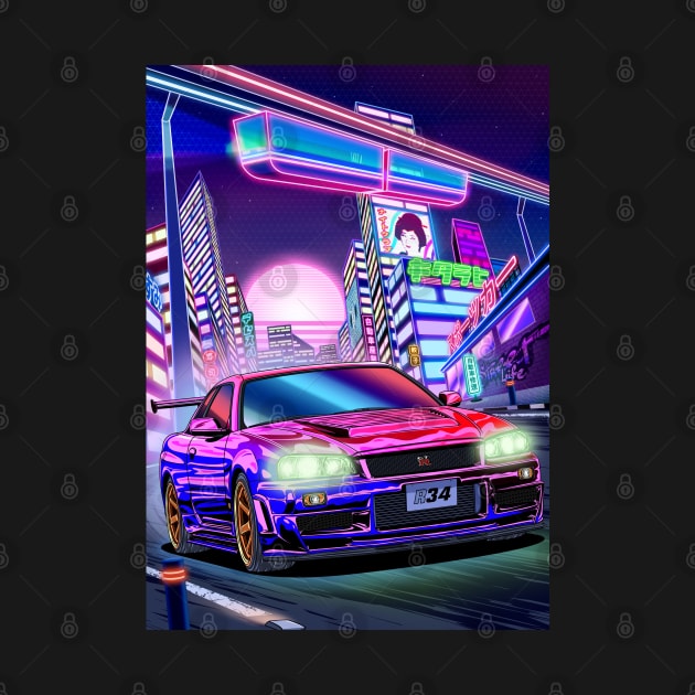 Nissan Skyline GT-R R34 (1999) Cyberpunk City by Guyvit