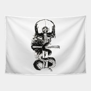 Skull Sword Snake Tapestry