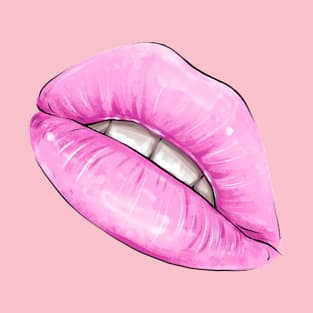 Hand-drawn parted sexy pink lips illustration T-Shirt