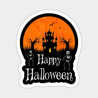 Haunted Castle Dancing Skeleton Happy Halloween Magnet