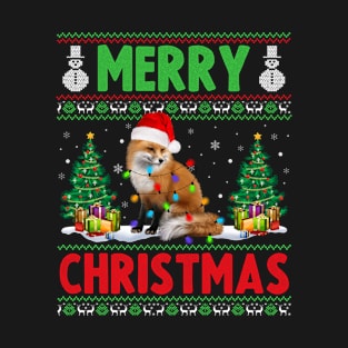 Funny Fox Animal Lover Xmas Lighting Fox Christmas Ugly Sweater T-Shirt