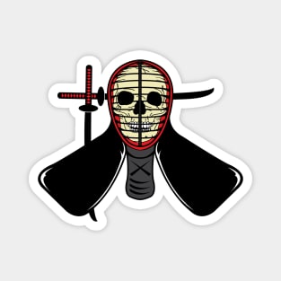 Samurai Warrior Skull Wearing Japanese Kendo Mask Magnet