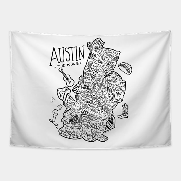 Austin Illustrated Map Tapestry by Claire Lordon
