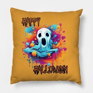 Spooky Ghost Happy Halloween Pillow