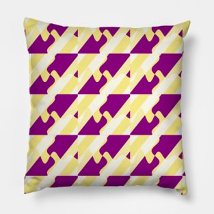 Diagonal Geometric Pattern with Purple Curves and Yellow Stripes Pillow