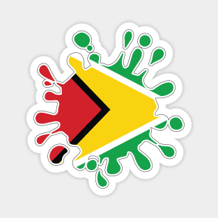 Guyana National Flag Paint Splash Magnet