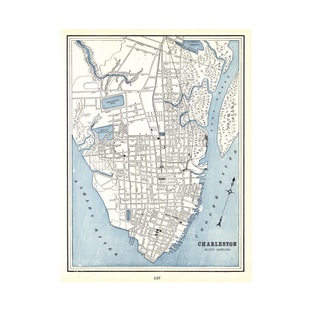 Vintage Map of Charleston South Carolina (1898) by Bravuramedia