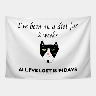 Funny Diet Cat Shirt,  Grumpy Person TShirt, Fun T-Shirt,  2 Weeks Top, Not Losing Weight Tee, Diet Tapestry