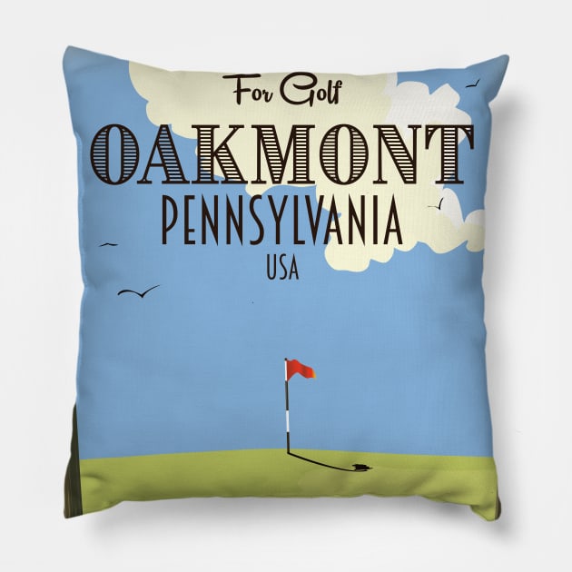 Oakmont Pennsylvania Golf Poster Pillow by nickemporium1