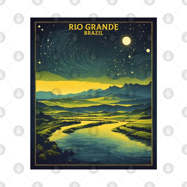 Rio Grande Brazil Starry Night Vintage Tourism Travel Poster by TravelersGems